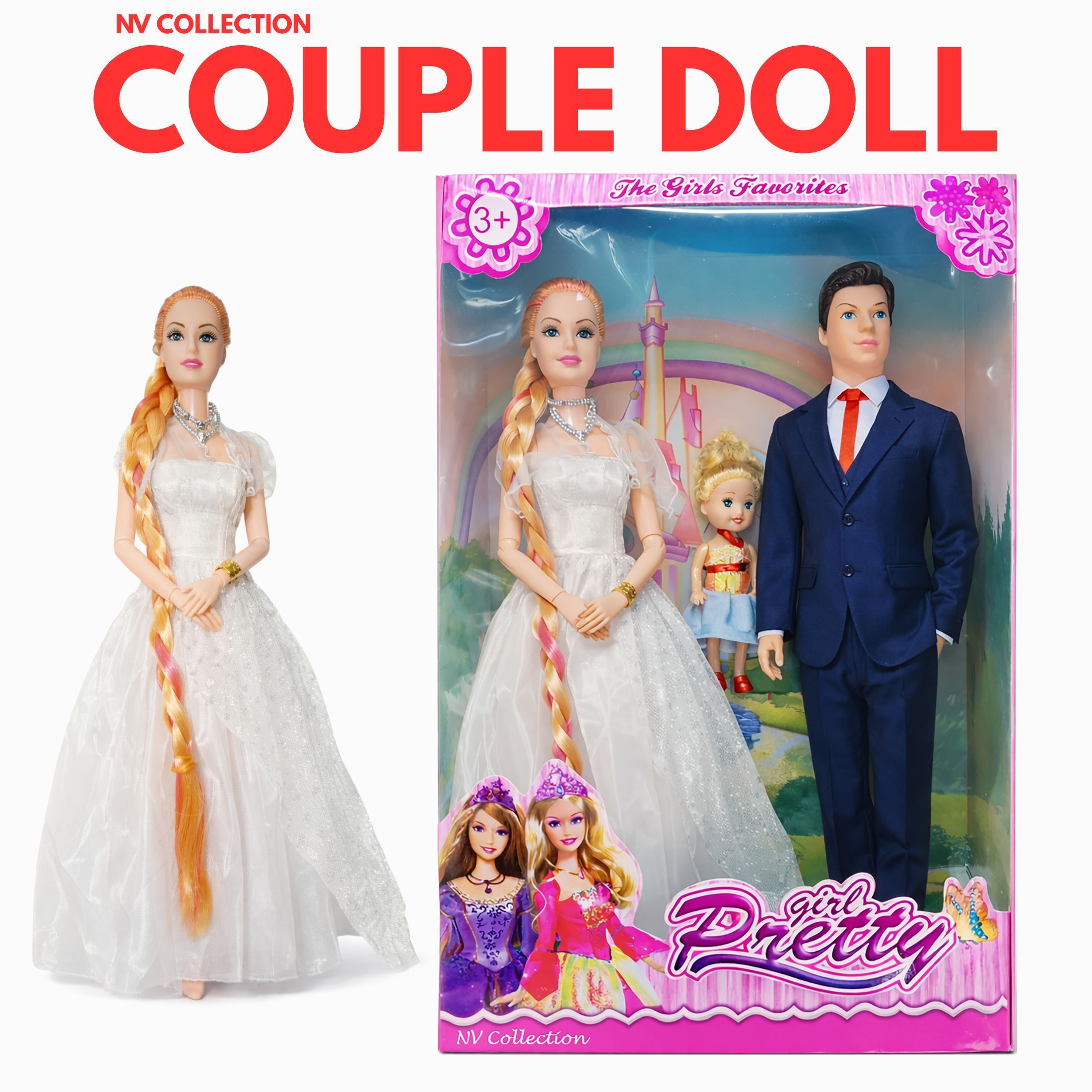 devacore Pretend Play Doll Set with Couple, Baby, and Gear-picture-23