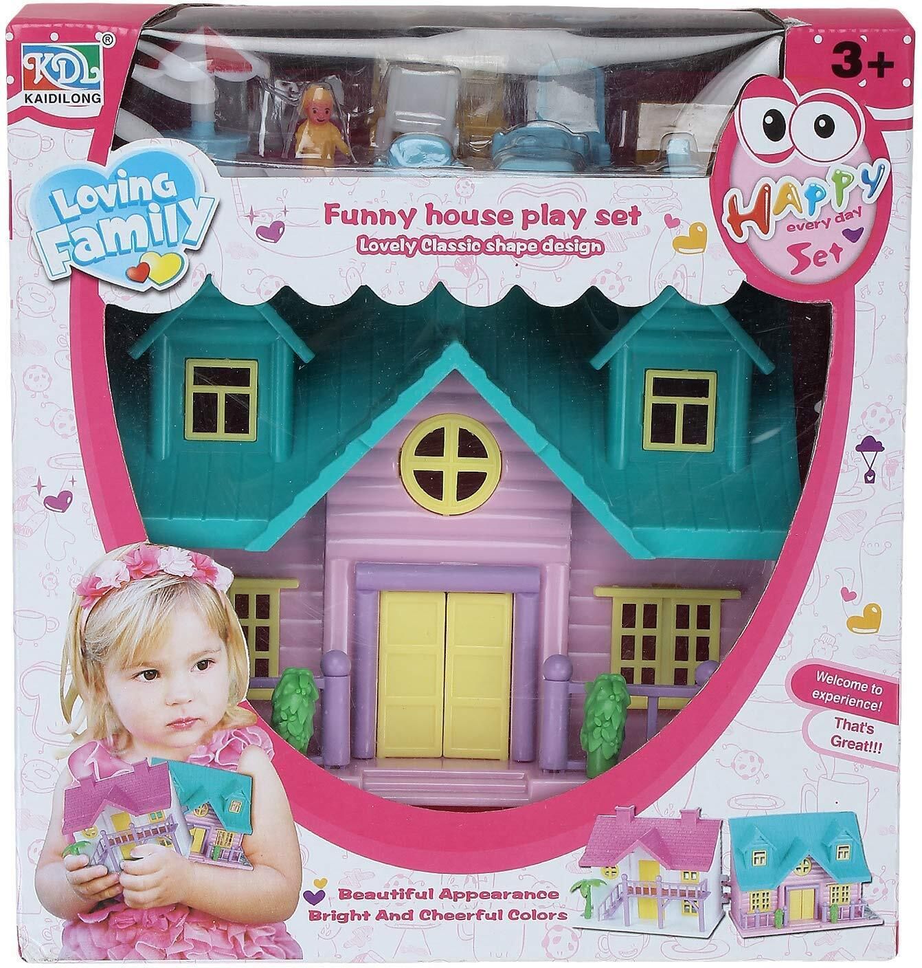 kidscorner Mini Pretend Play Plastic Doll House with Toys Furniture Indoor Accessories-picture-39