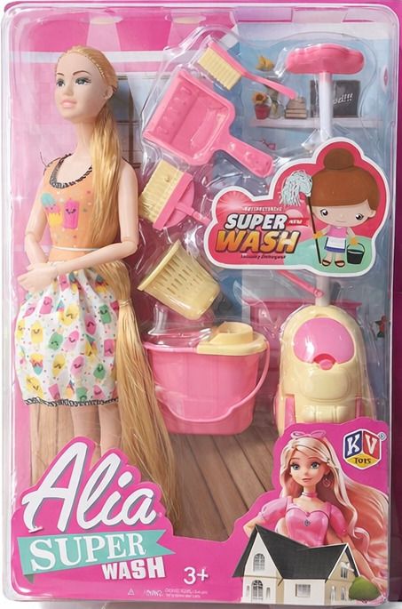 Alia Super Wash Doll Playset with Cleaning Accessories-image-1