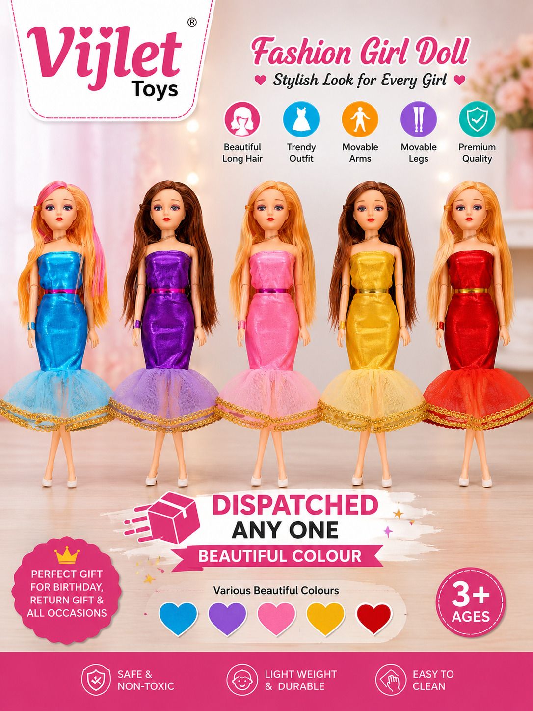 vijlet Purple Princess Fashion Doll 14 CM-picture-18