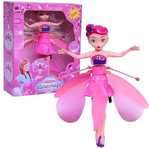 Flying Fairy Doll Toy with LED Light & USB Charging Helicopter Wings