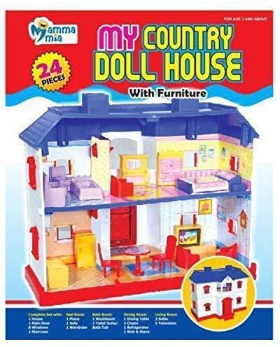 kidscorner New Doll Sports House My Country Dollhouse with Furniture - 24 pcs-picture-17