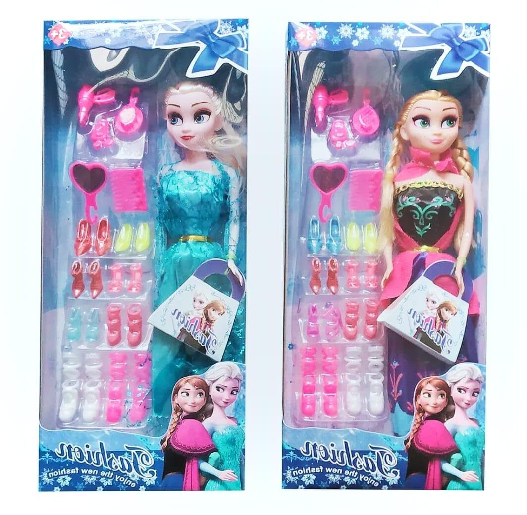 rozen Anna elsa Doll Set with Baby Doll and Dresses and Accessories-image-12