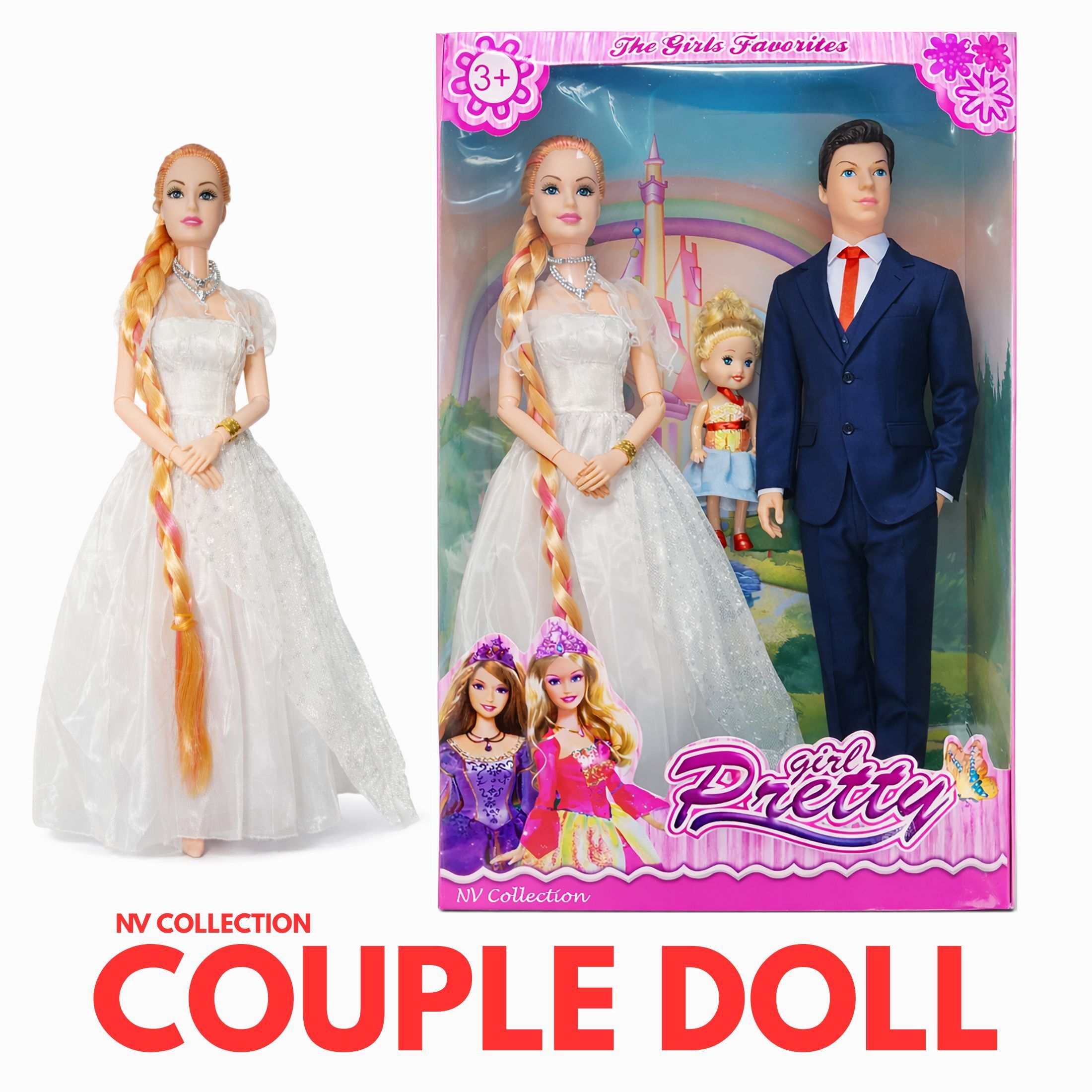 ctc creation Couple Doll Play Set with Baby and Fun Accessories-picture-43