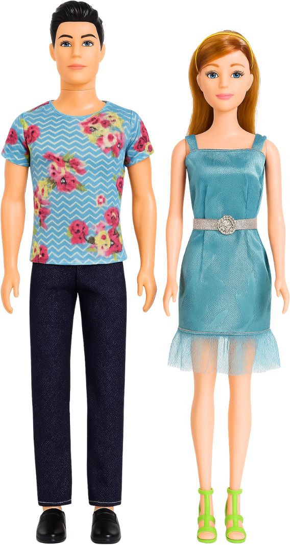 Kids Fashion Doll Couple Set with Male and Female Dolls (Pink & Blue)