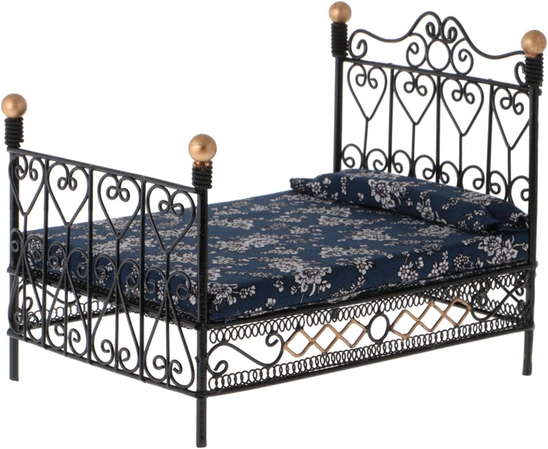 miniatures shop Miniature Vintage Style Bed Dollhouse Bedroom Furniture Accessories Playset-picture-24
