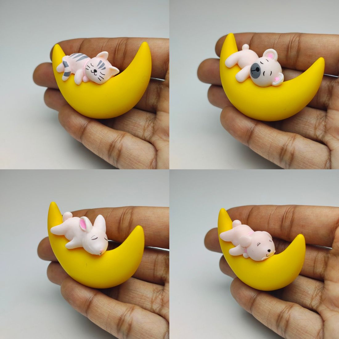 miniatures shop Miniature Animals Sleeping on Moon Figurine Set Dollhouse Decorative Accessories-picture-44