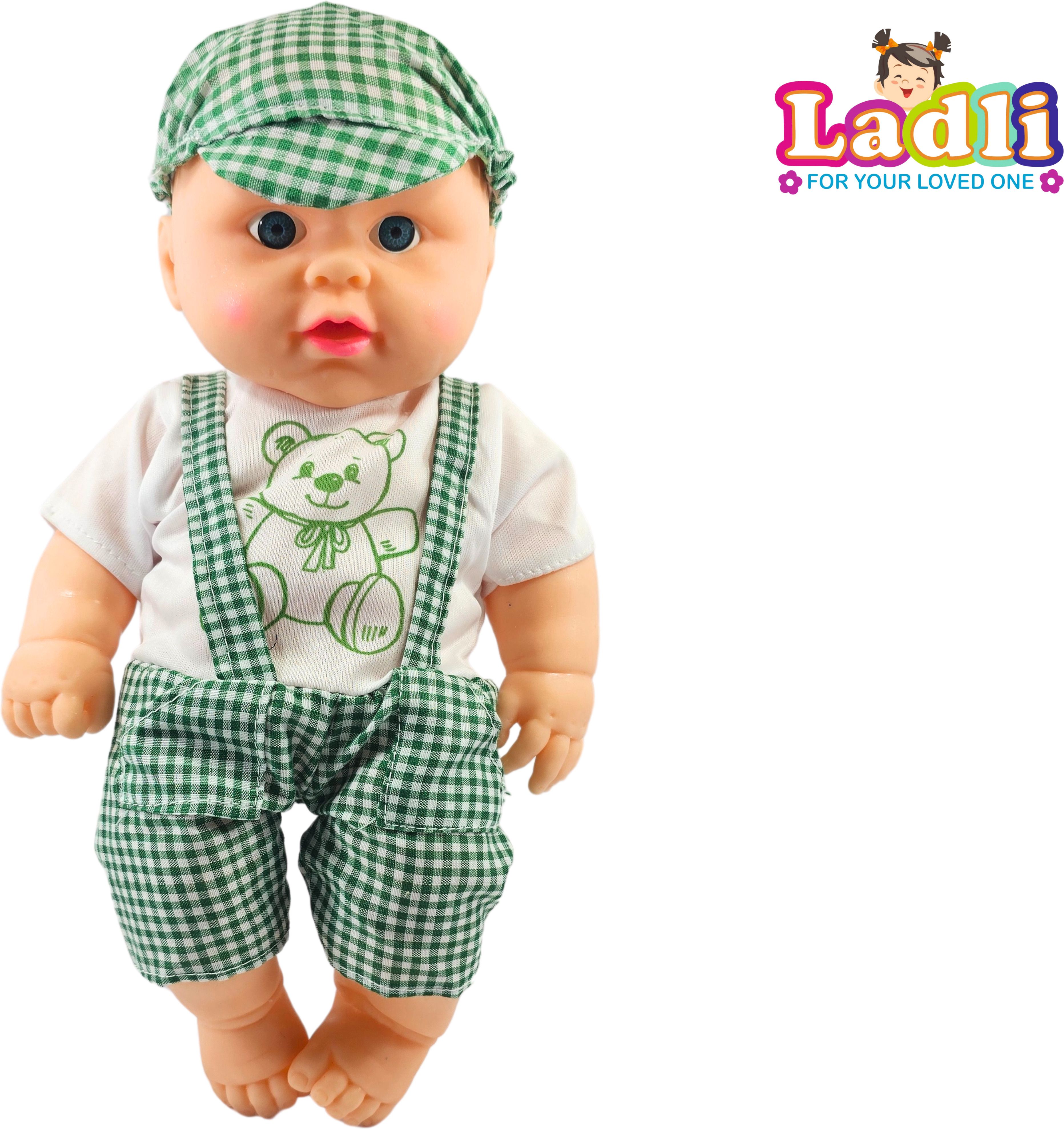 Baby Boy Doll Cute Soft Body Toy for Kids in Green Dress doll Realistic Looking-image-22