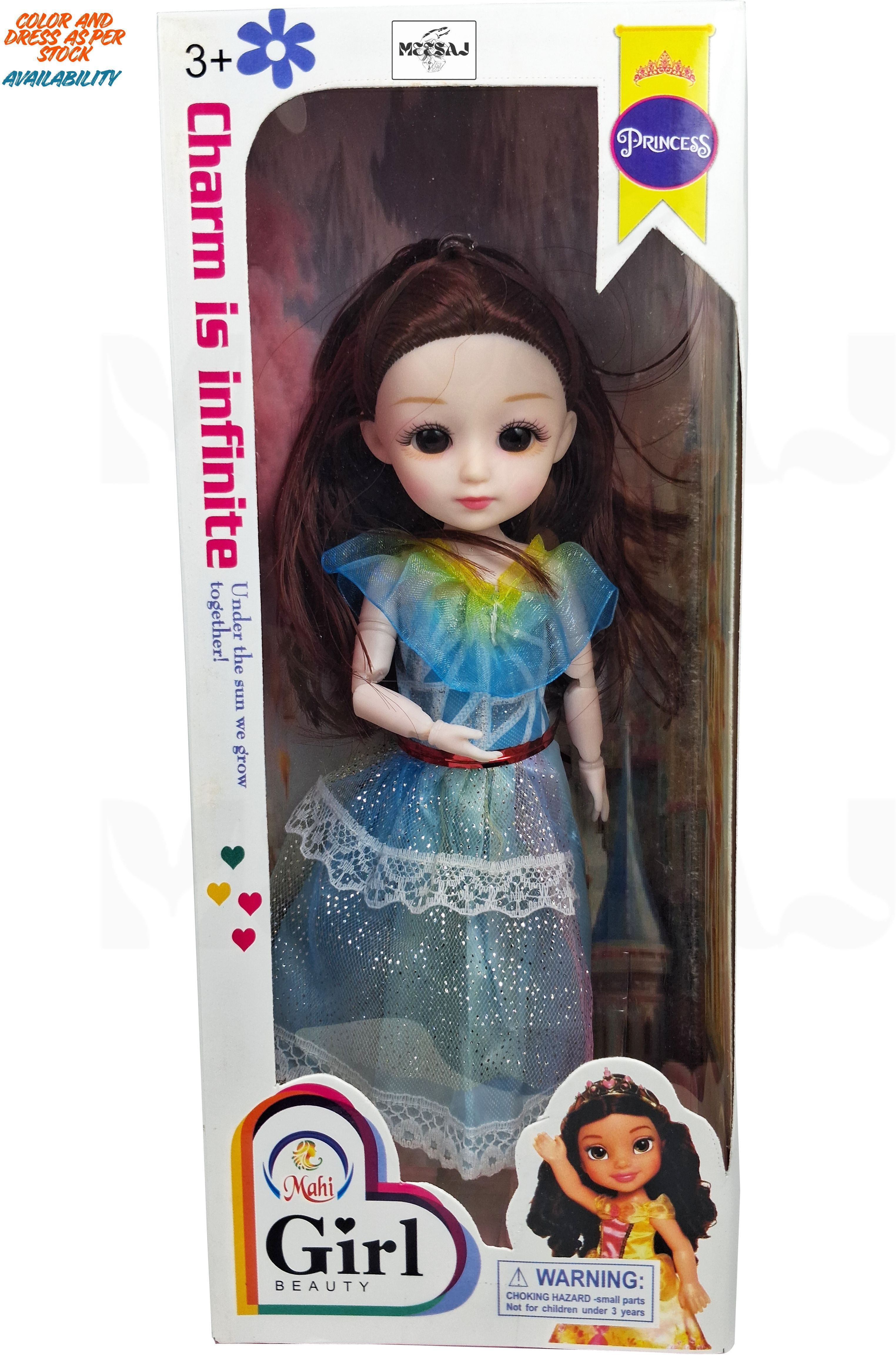meesaj Mahi Girls Cute Doll in Blue Dress – Fully Movable Fashion Toy for Kids 3+-picture-13