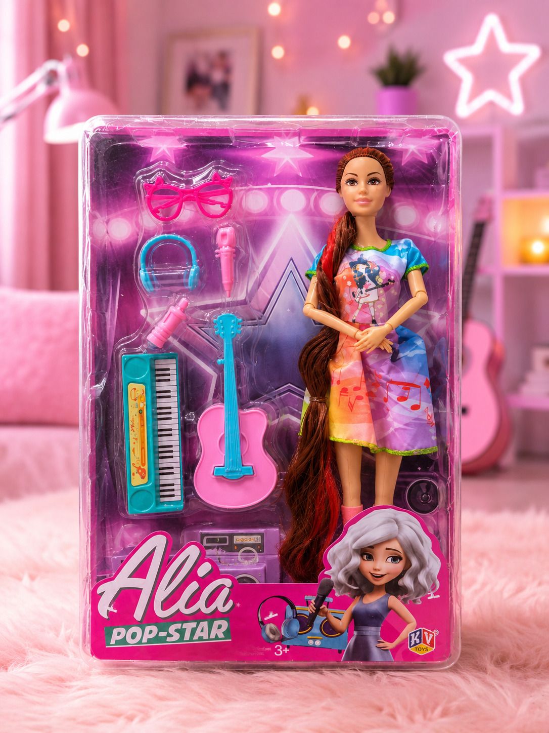 kivora Pop Star Fashion Doll Set for Girls with Guitar, Keyboard & Accessories-picture-30