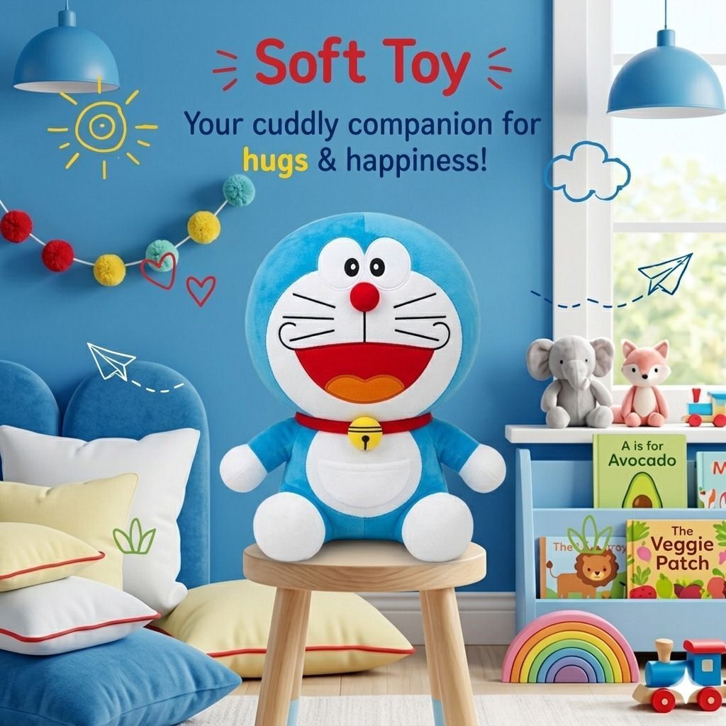 Doraemon Teddy Plush Stuffed Cartoon Toy for Baby Boys, Girls, Birthday for Kids - 22 cm-image-38