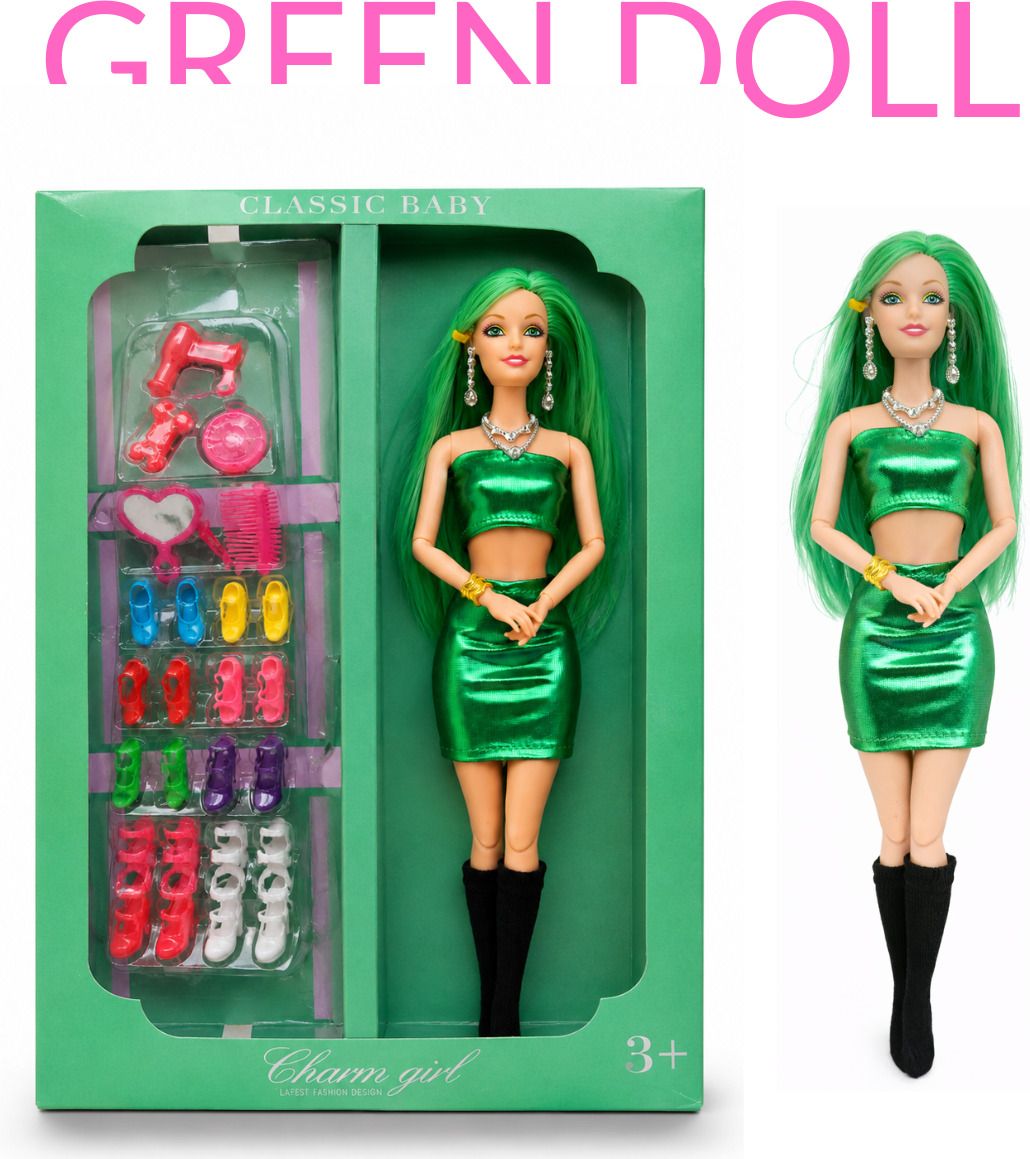 Stylish Green Outfit Doll with Accessory Set-image-22
