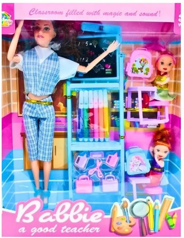 Teacher Doll Set with 2 Baby Student & Accessories, doll for girls-image-3