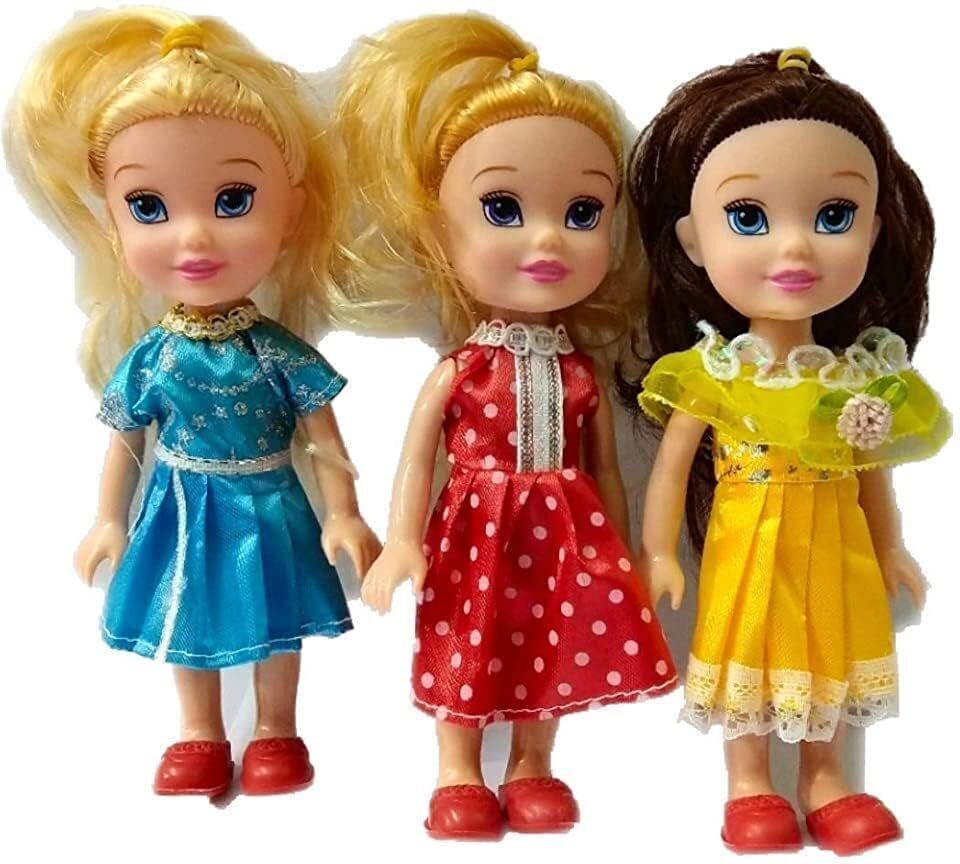 khyali Realistic Three Sister Dolls with Fancy Dress & Movable Body Parts for Kids|110-picture-12
