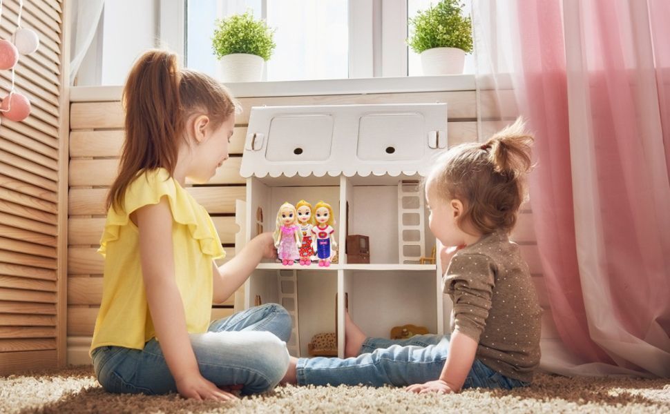 khyali Realistic Three Sister Dolls with Fancy Dress & Movable Body Parts for Kids|122-picture-32