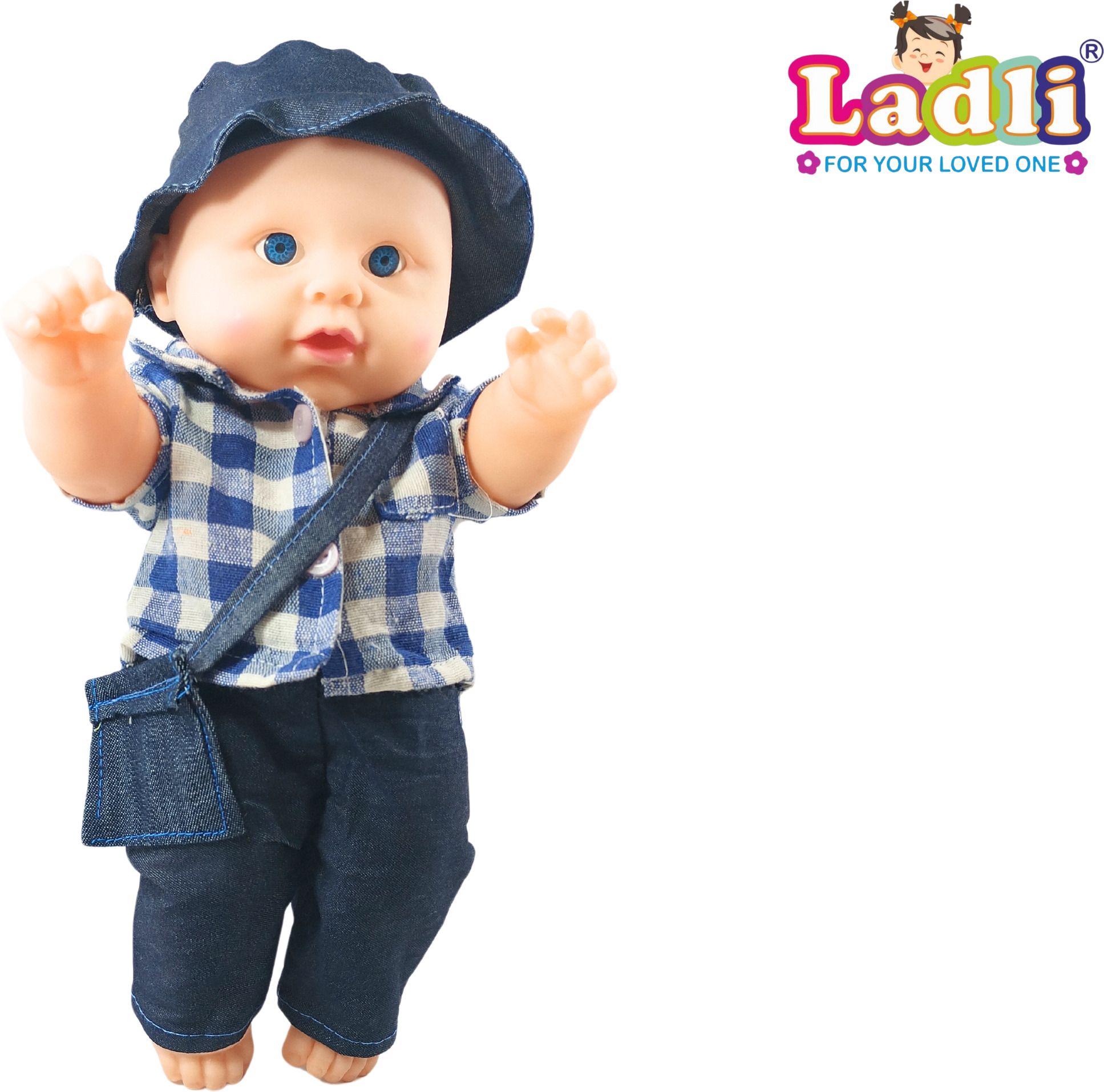 Real Looking Soft Doll for Kids Toy for Kids in Blue Dress Rotatable Arms & Legs-image-38