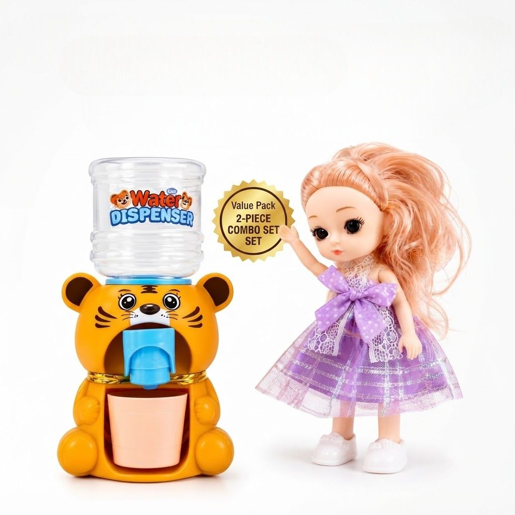 elegance expression Tiger Water Dispenser Toy with Princess Doll | 2-Piece Kids Role Play Combo Set-picture-13
