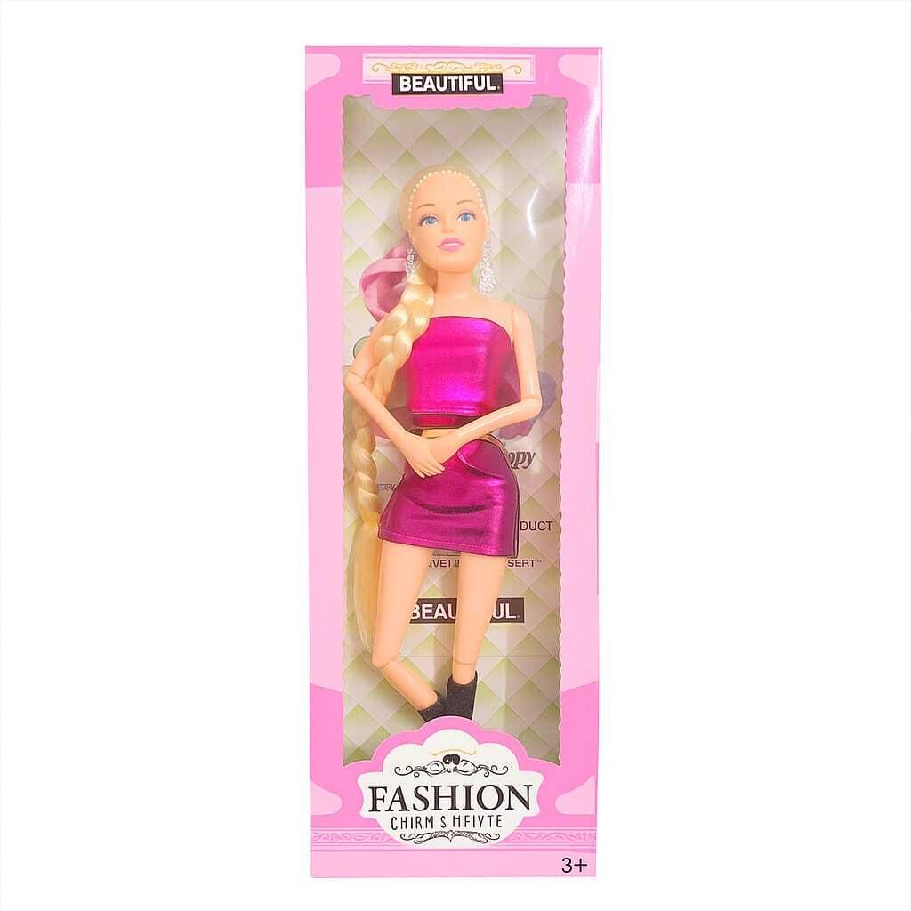 Glitter Dress Fashion Doll with Long Braided Hair, Black Shoes-image-7