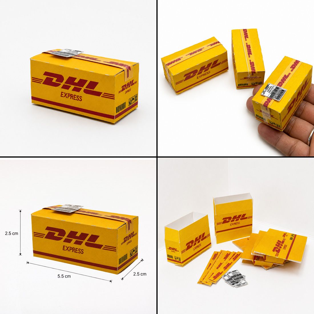 Miniature DHL Box Dollhouse Delivery Parcel Accessory-image-6