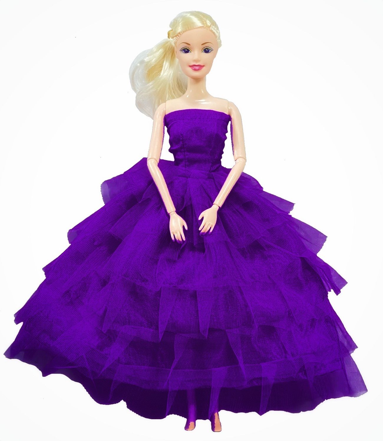 Doll Set for Girls, Full Foldable Fashion Doll with Purple Frill Frock-image-10