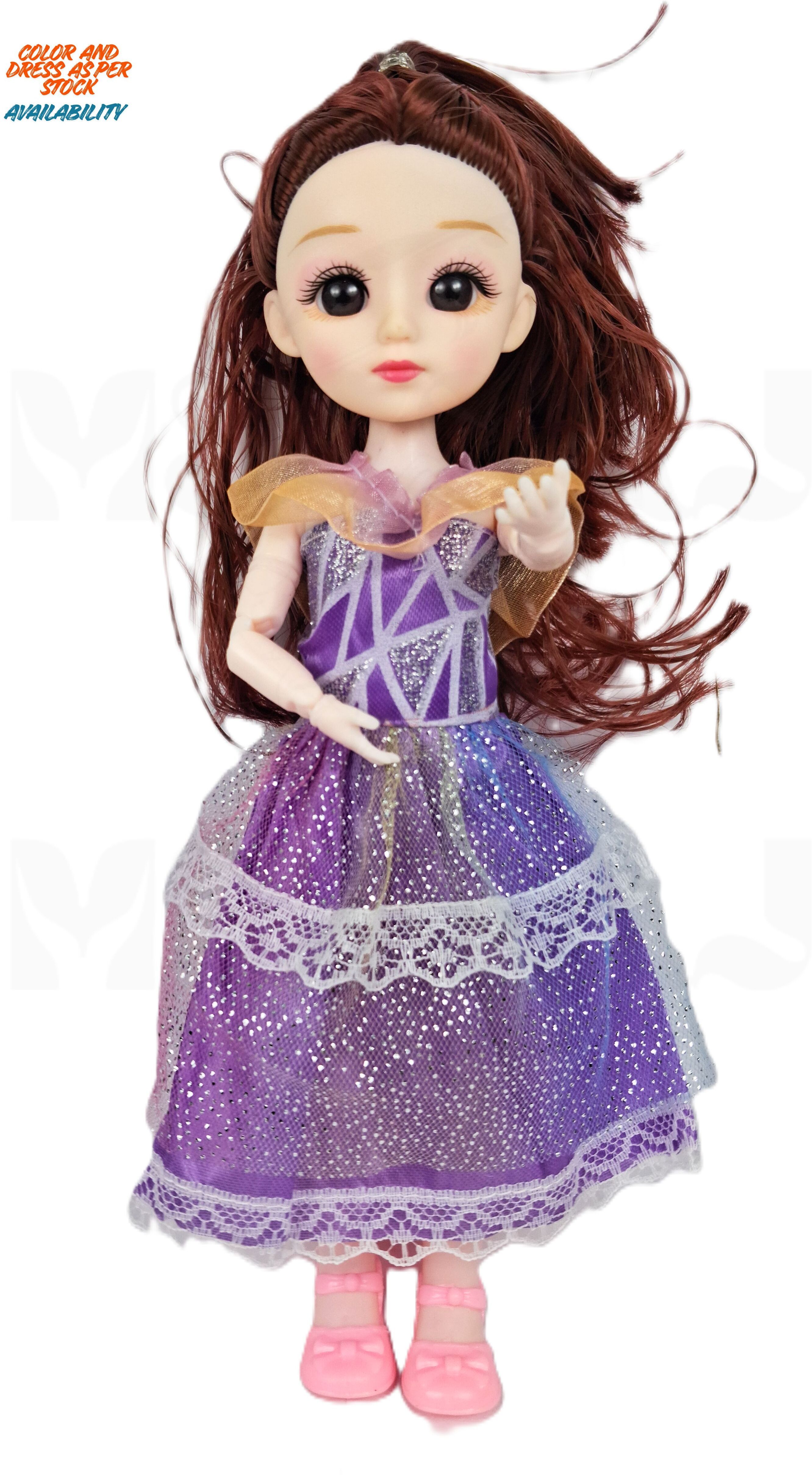 meesaj Mahi Girls Lovely Doll in Purple Dress – Fully Movable Cute Toy for Kids 3+-picture-46