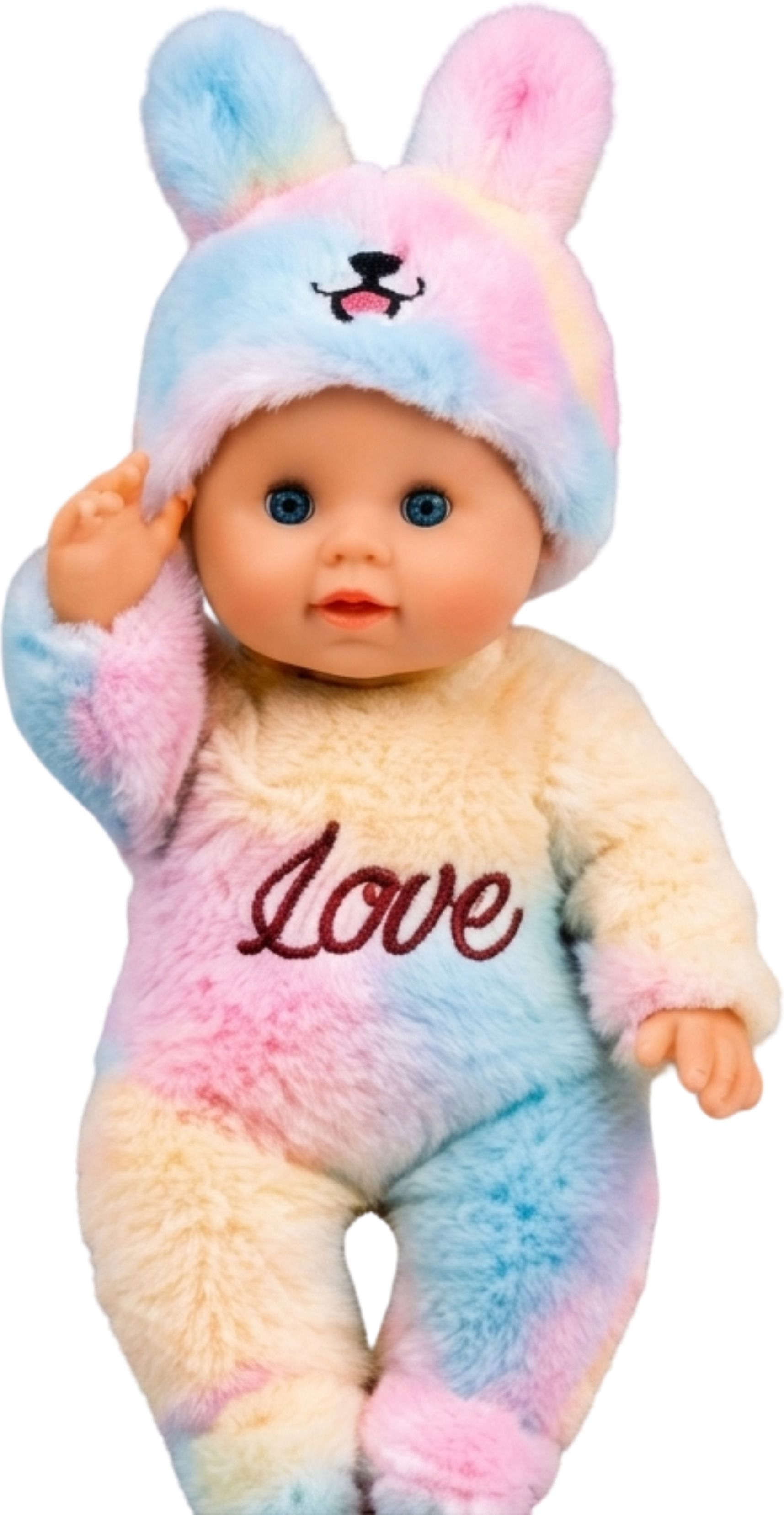 ladli Soft and Cuddly Baby Doll in Multi-Color Rabbit Onesie-picture-12