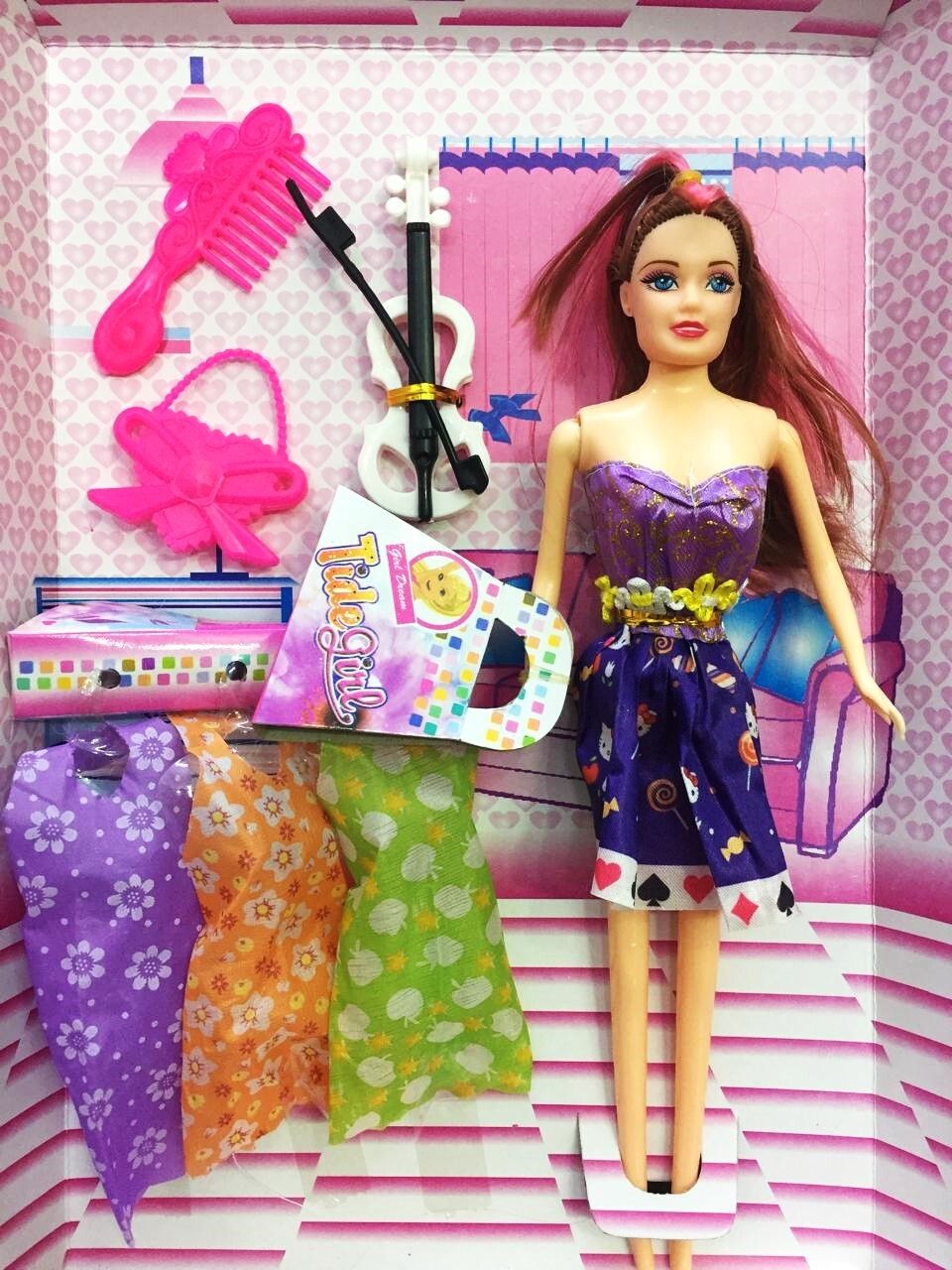 Kids' Doll Toy for Girls in a pack with 3 Dress .& Accessories-image-26