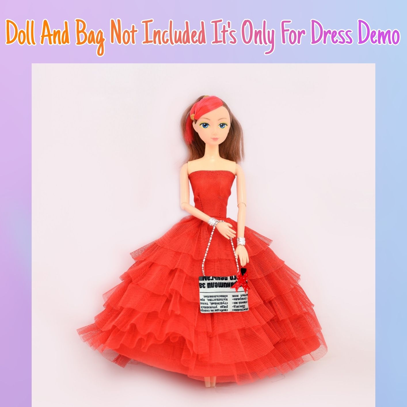 - Doll Accessories Handmade Clothes For Doll, Frock Dress & Socks Pack Of 4-image-6