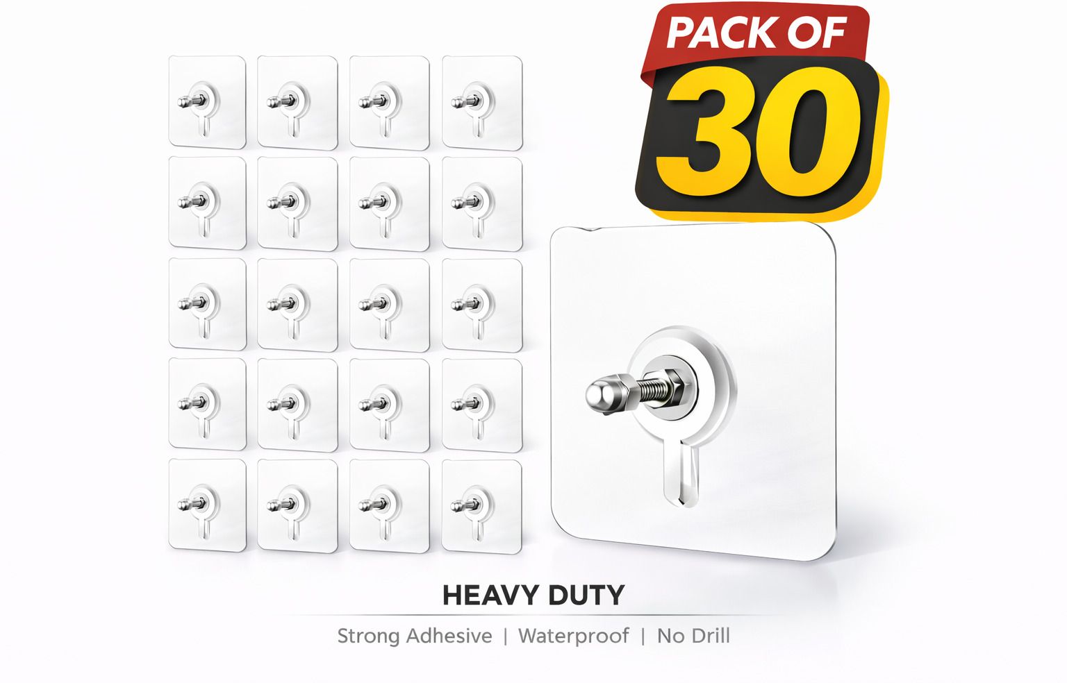 Wall Screw Adhesive Non-Trace No Drilling Home Installation Hook 20 Door Hanger-image-31