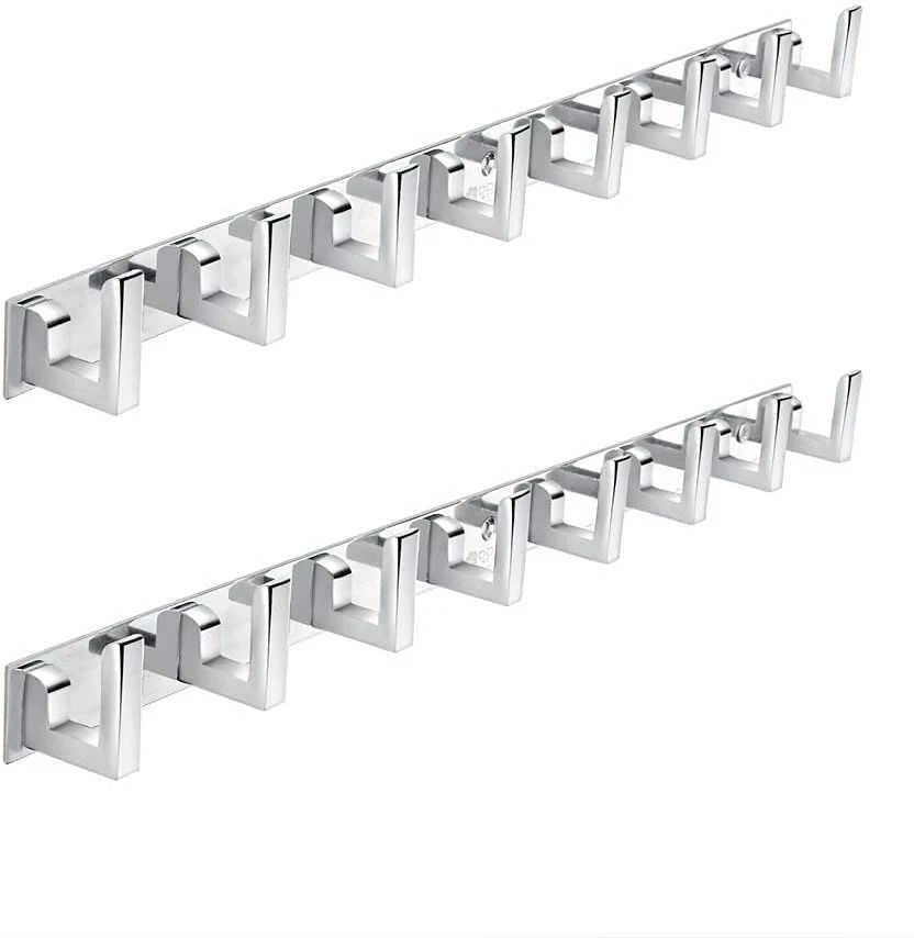 Stainless Steel 8 Pin Silver Cloth Hooks Hanger Hanging Key Clothes (Pack Of 2) Door Hanger