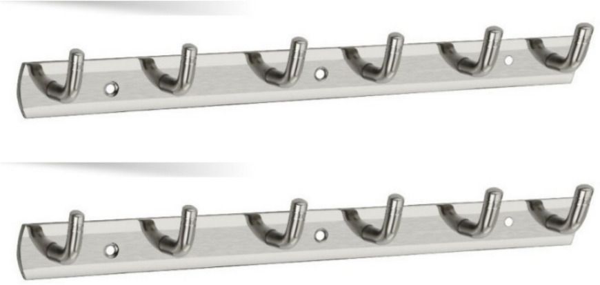 kyorsi Lite Hanger Stainless Steel 6 Pin Cloth Hanger for Bathroom, Kitchen (Pack of 2) Door Hanger-picture-26