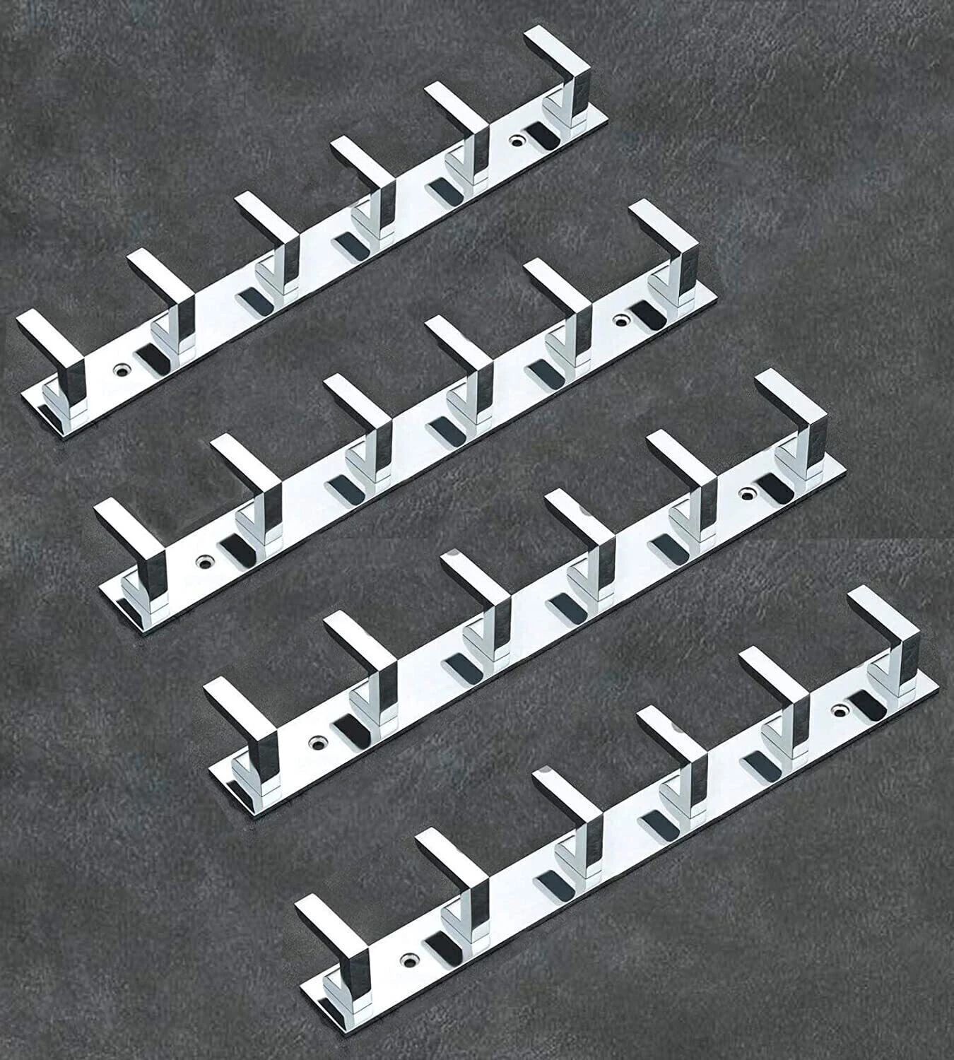 Stainless Steel 6 Pin L Cloth Hooks Hanger Hanging Key,Clothes,Towel (Pack Of 4) Door Hanger