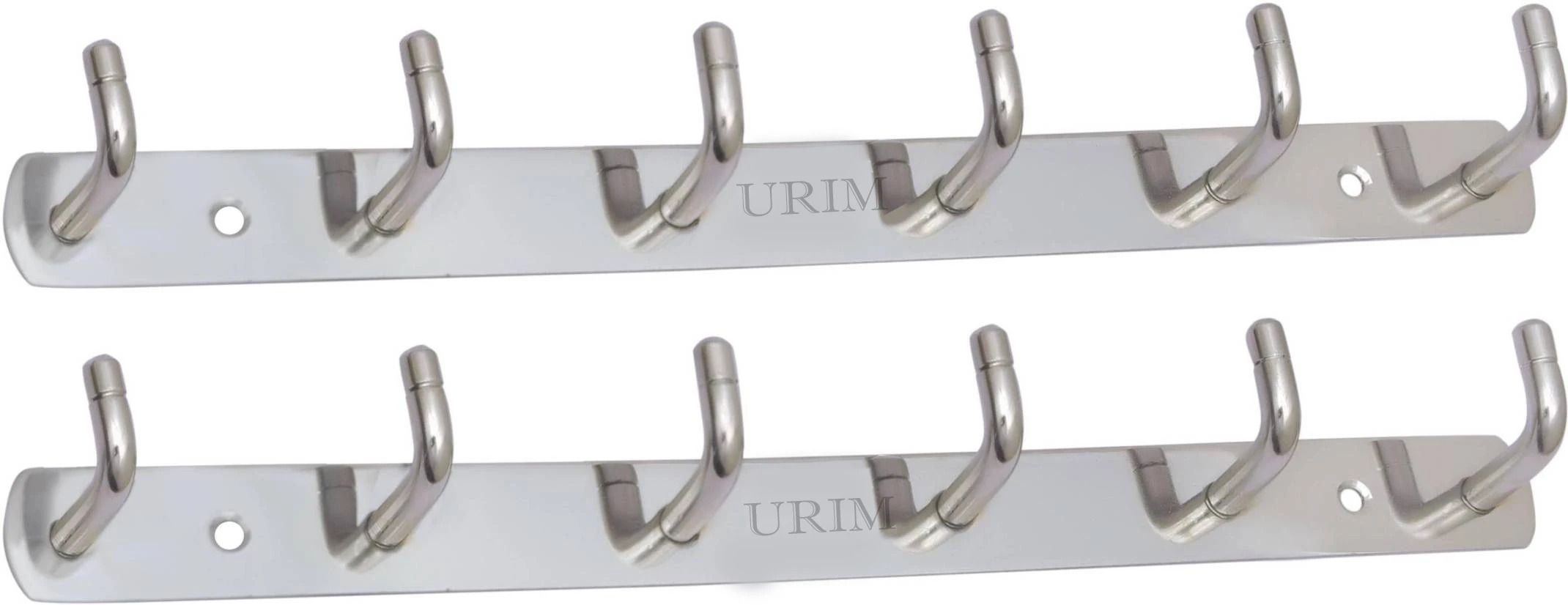 urim Stainless Steel 6 Pin Cloth Hanger Wall Mounted Bathroom Cloth Hanger,Coth Wall Hook,Door Hooks Rail for Hanging Keys,Clothes,Towel (Pack of 2) Door Hanger-picture-14