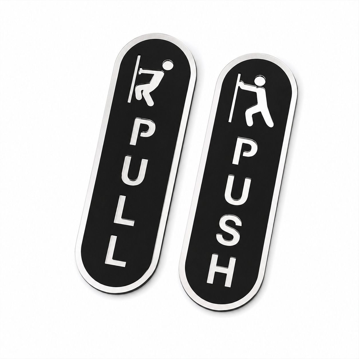 monssa Pull Push Door Sign Board | Acrylic Door Indicator Sign | Black & Silver Finish Door Hanger-picture-25