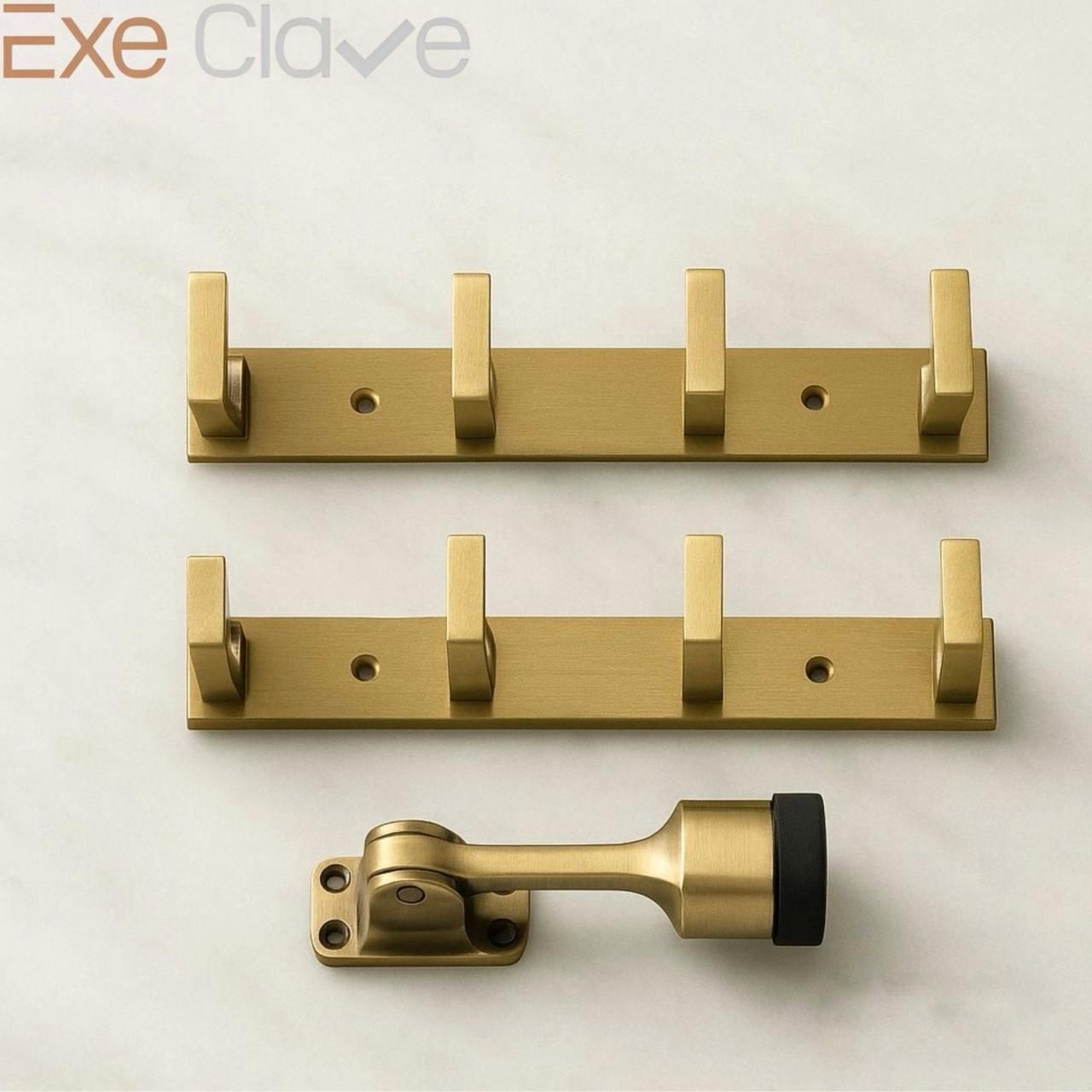 execlave Elegant Finish Antique L Shape 4 Pin Hanger for Wall , Door Free Stopper Door Hanger-picture-28