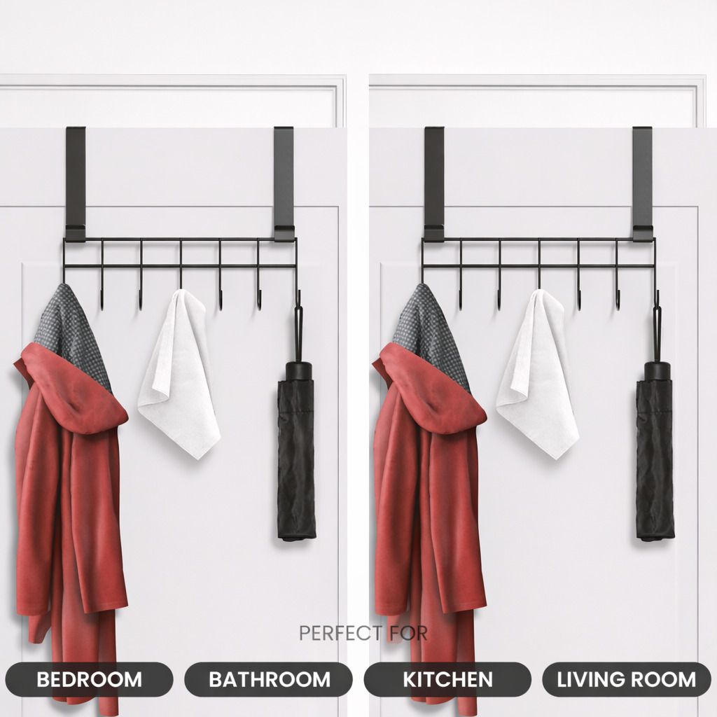 elv Door Hook Hanger, Hanging Organizer Rack Steel Door 7 Hook Hanger Wall Hook Rack Door Hanger-picture-17