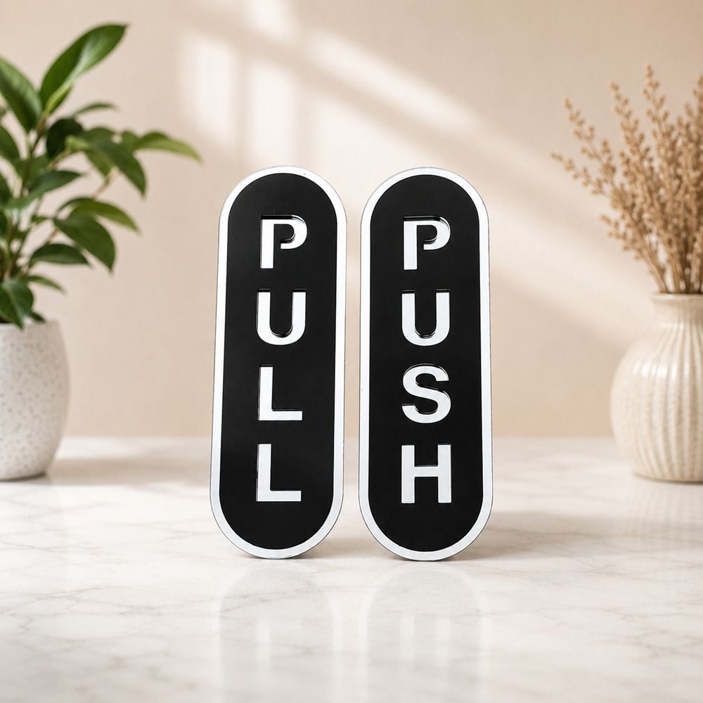 monssa PULL & PUSH Car Door Sticker Set – Black & Silver Reflective Door Handle Decal Door Hanger-picture-41