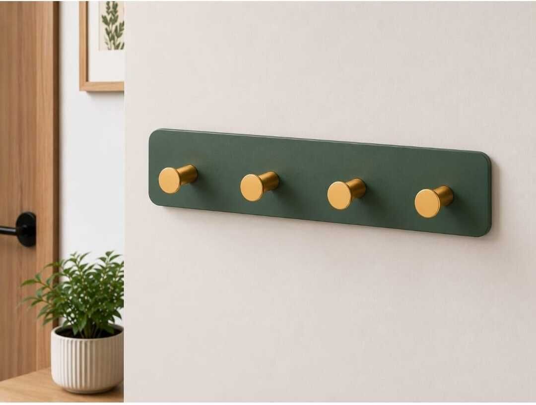 hhabbib wooden wall hanger with 4 metal gold hooks for Coats,, Hat & Towels and clothes Door Hanger-picture-22