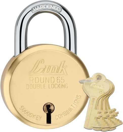 link locks New Round 65 Brass with 4 Brass Key Padlock-picture-27