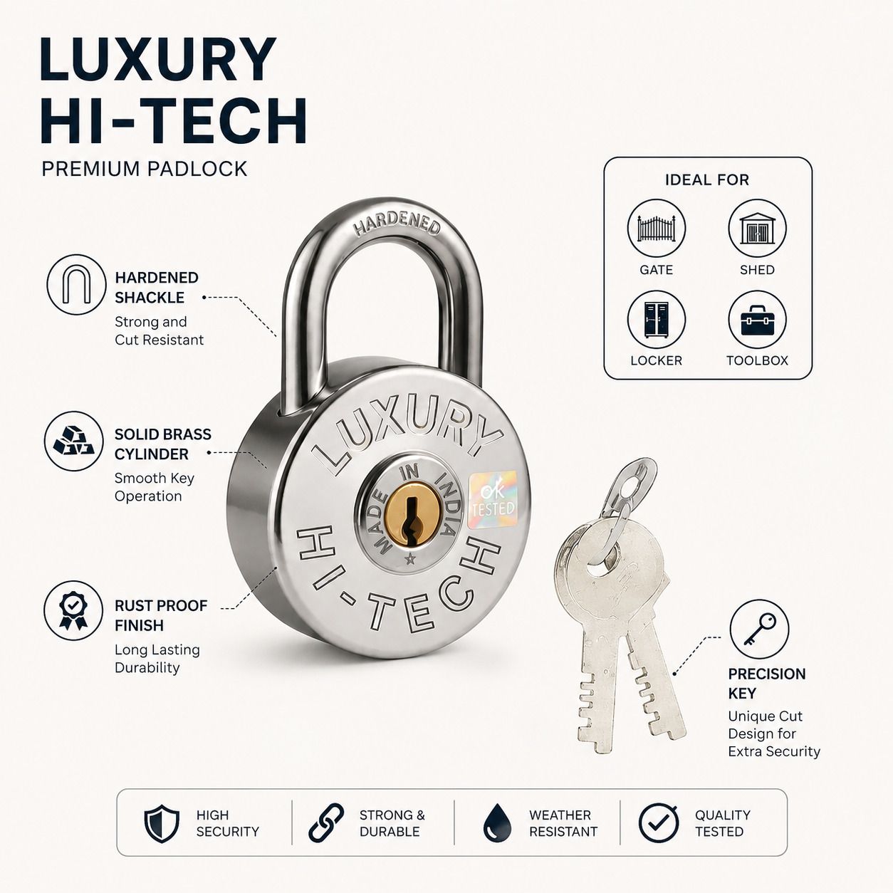 execlave Premium Padlock with 4 Keys Padlock-picture-4