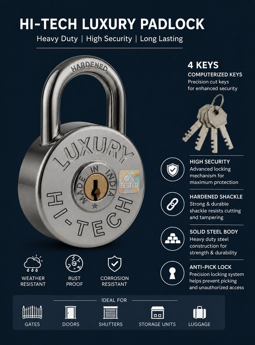 execlave Premium Round Padlock Padlock-picture-3
