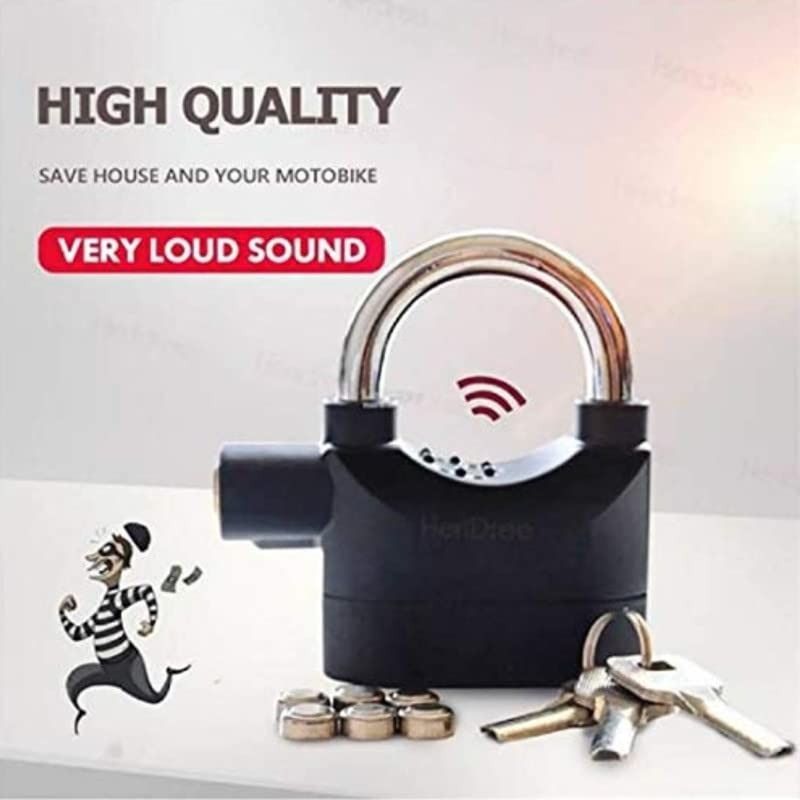 Anti-Theft Alarm Security Padlock with Loud Sound and 3 Keys – Black Door & Window Door Window Alarm