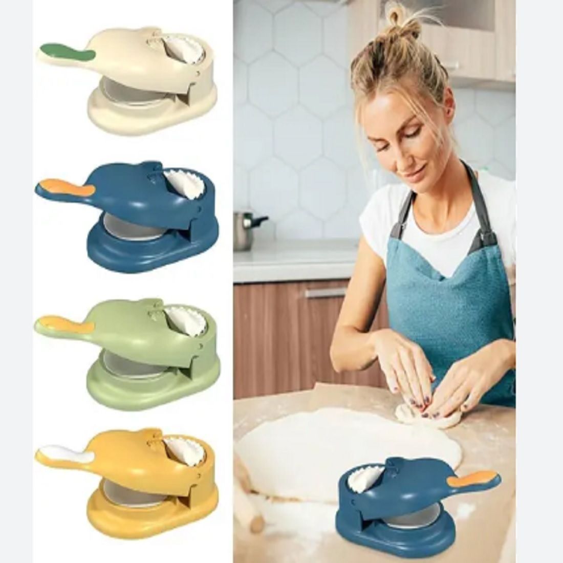 Cold 2 in 1 Dumpling Maker Ghughra Momos Maker, Skin Press Mould for Gujiya Ghughra Manual Dough Press-image-28