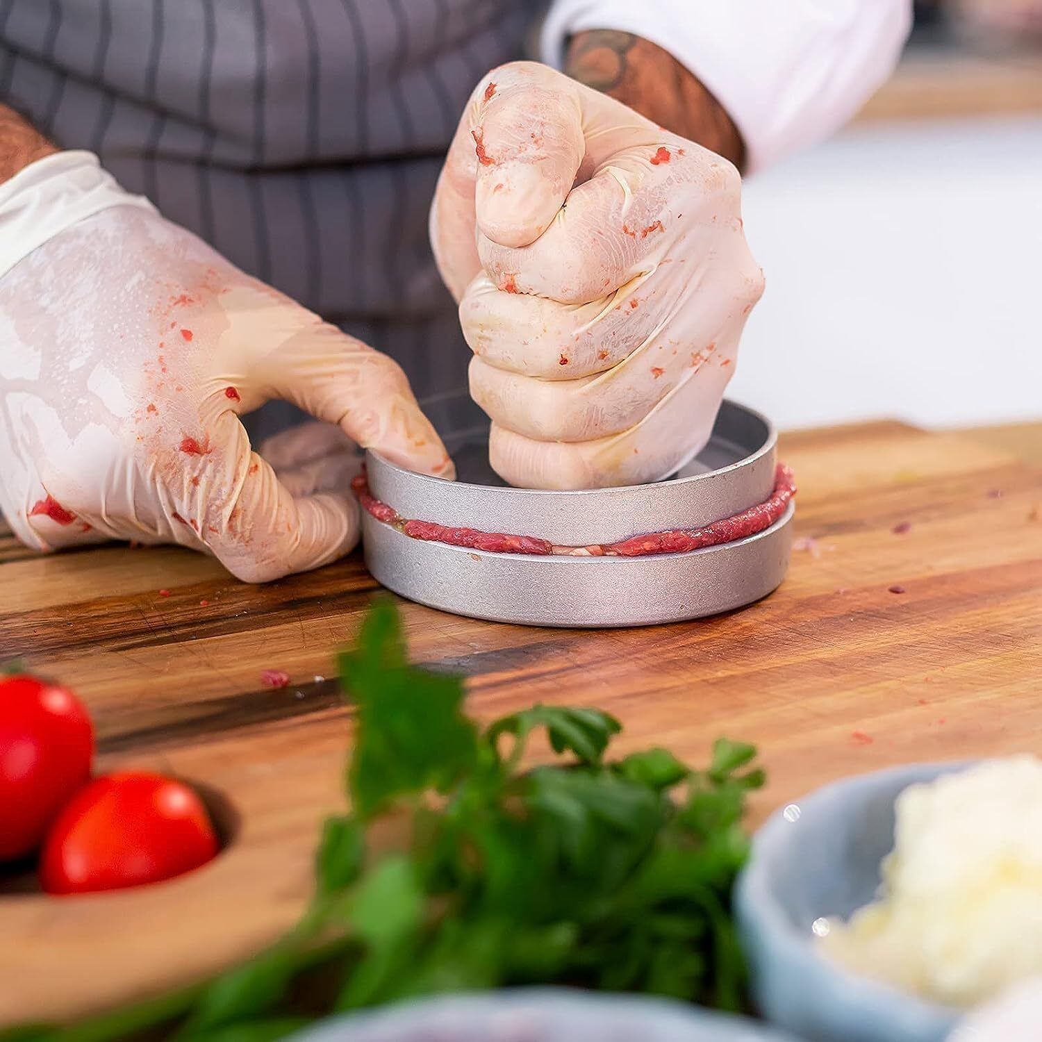 Cold Burger Press Hamburger Mold & Patty Maker for Perfect Shaped Home Made Burger Manual Dough Press