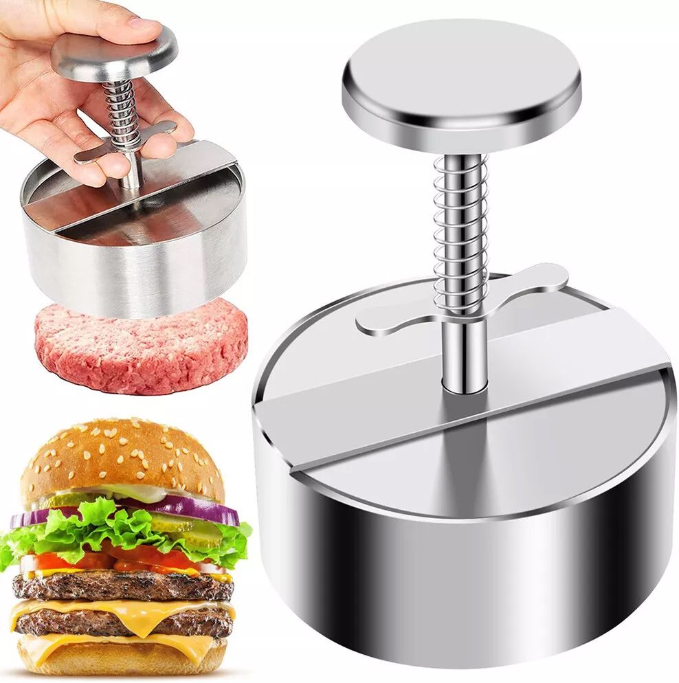 Cold Adjustable Hamburger Patty Maker, Non Stick Patty Making Molds Manual Dough Press