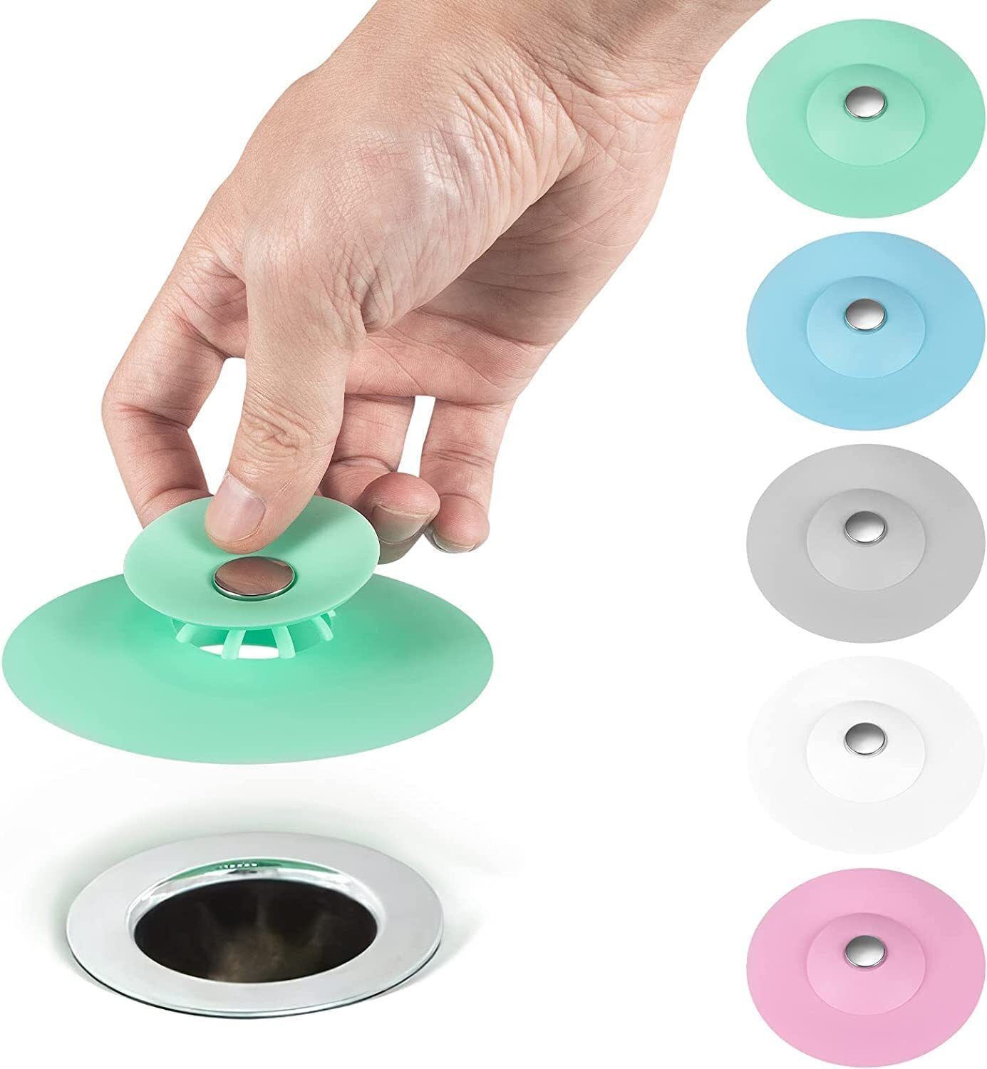 2-in-1 SiliconeUmbra Flex Drain and Cover for Bathroom, Kitchen (Pack of 5)09 Hair Wash Basin-image-9