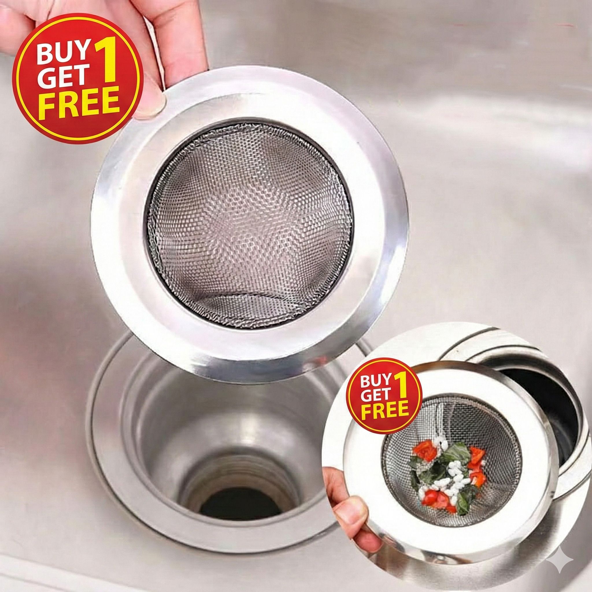 ecomcloud Basin, Bathroom Sink, Kitchen Sink Stainless Steel Push Down Strainer-picture-22