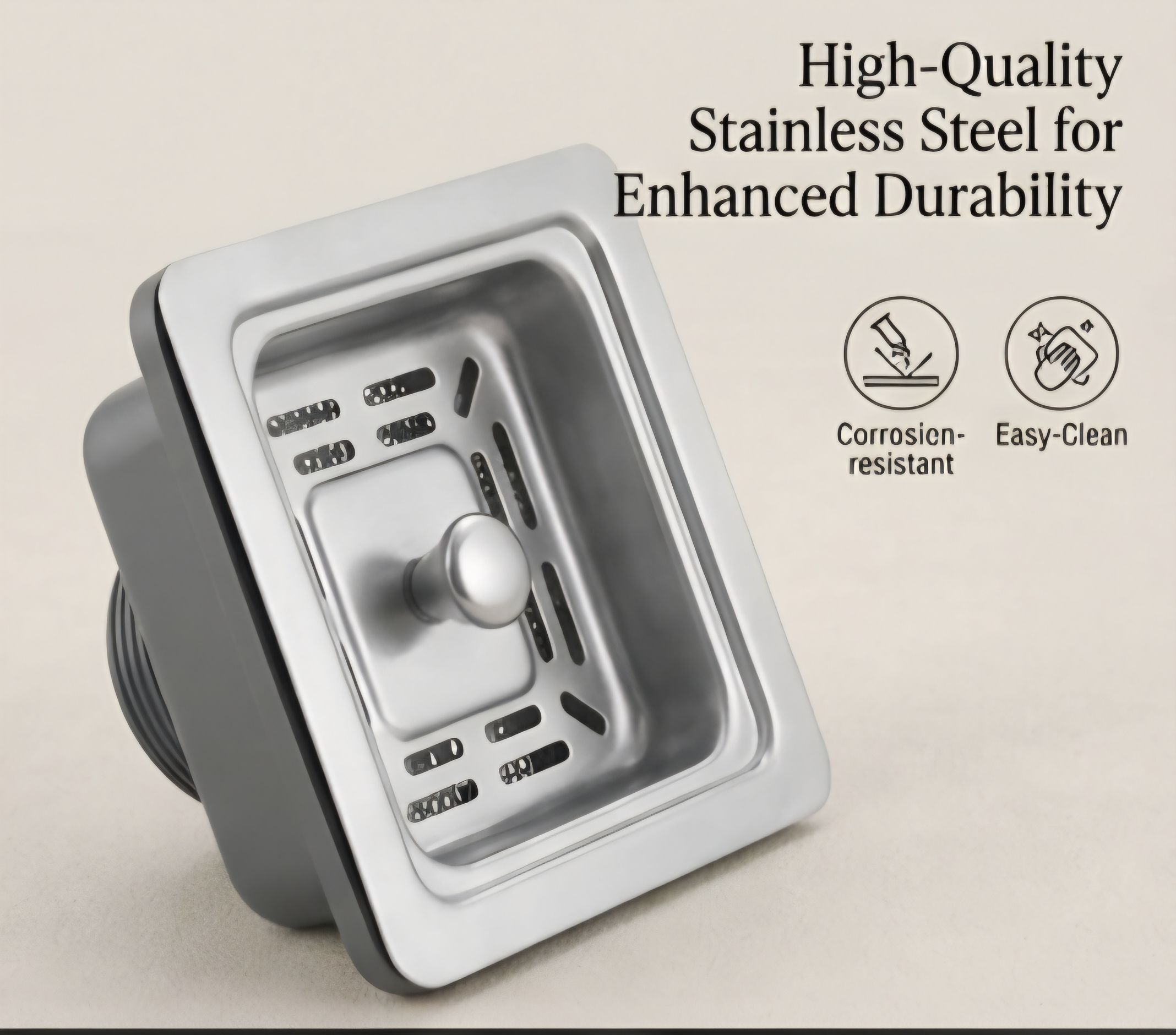Kitchen Sink Stainless Steel, Plastic Push Down Strainer-image-42