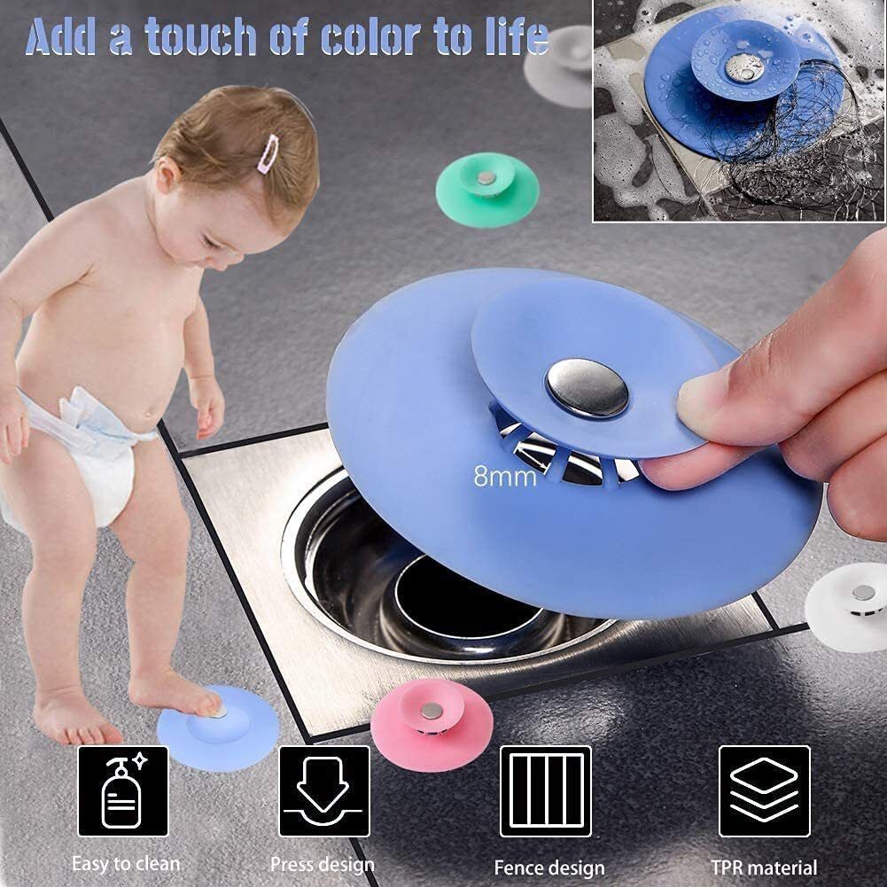 2 in 1 Sink Drain Cover, Flex Silicone Strainer for Shower/Bathtub/Tub/Floor Hair Wash Basin-image-23