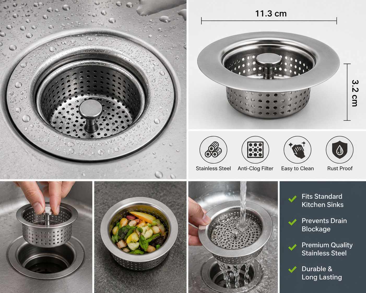 Basin Stainless Steel Pop-Up Strainer-image-34